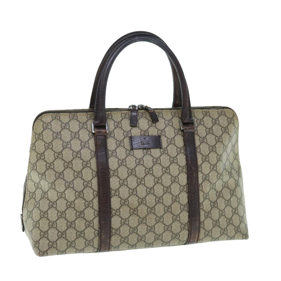 GUCCI GG Supreme Hand Bag PVC Leather Beige 114537 Auth am5468 - Picture 1 of 16